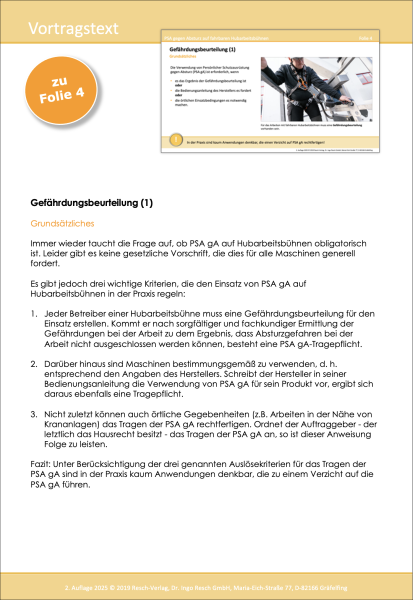 Immer wieder taucht die Frage auf, ob PSA gA auf Hubarbeitsbühnen obligatorisch ist.